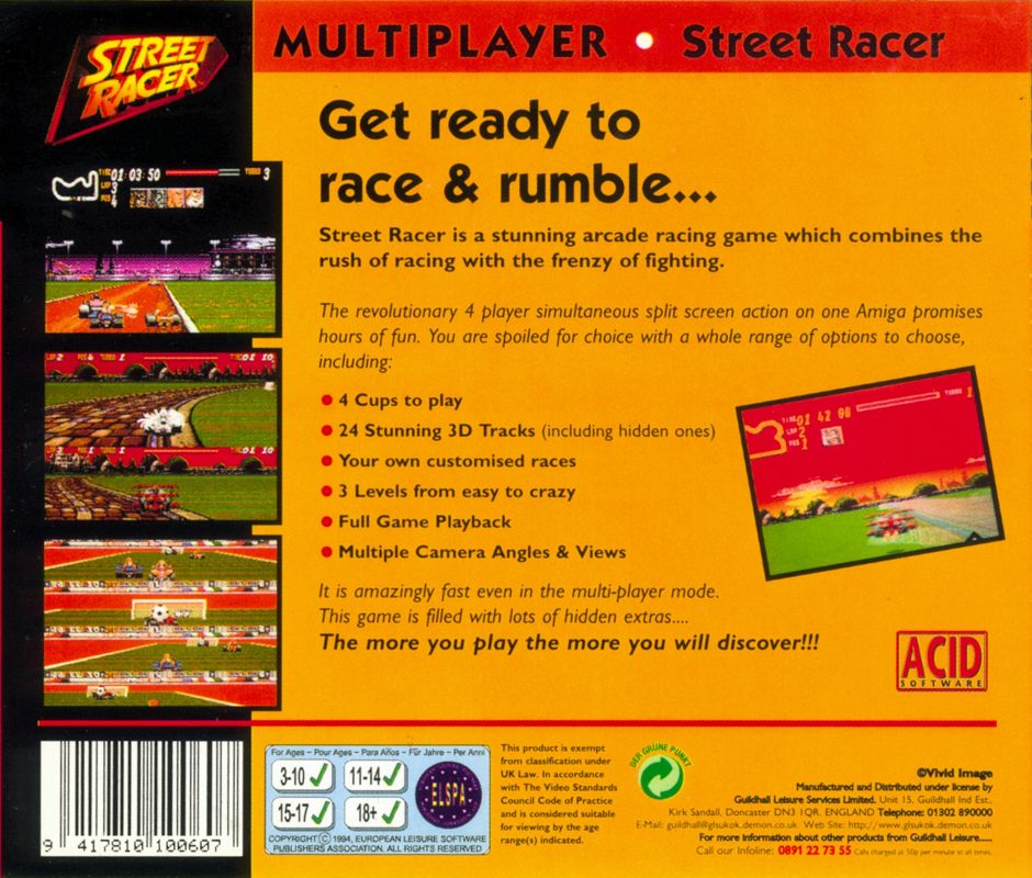 Back Cover for Street Racer (Amiga)