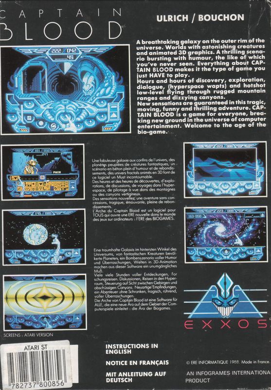 Back Cover for Captain Blood (Atari ST)