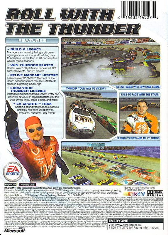 Back Cover for NASCAR Thunder 2003 (Xbox)