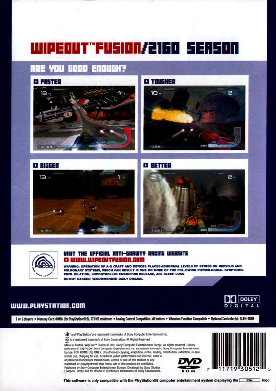 Back Cover for WipEout Fusion (PlayStation 2)