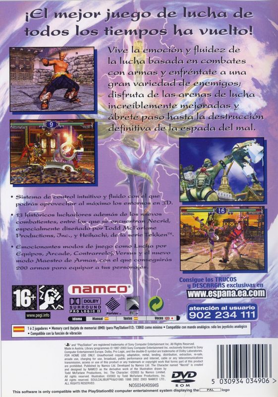 Back Cover for SoulCalibur II (PlayStation 2)
