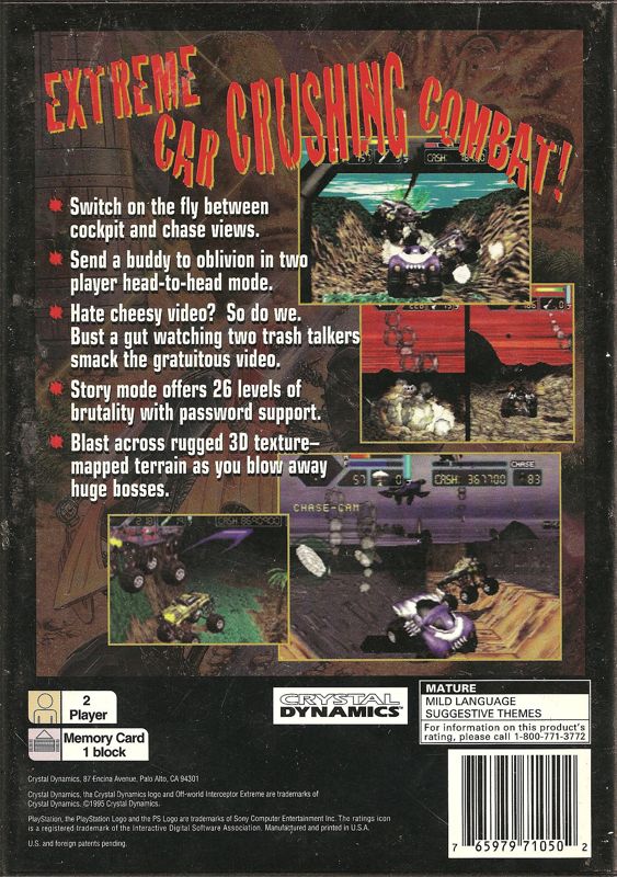 Back Cover for Off-World Interceptor (PlayStation)