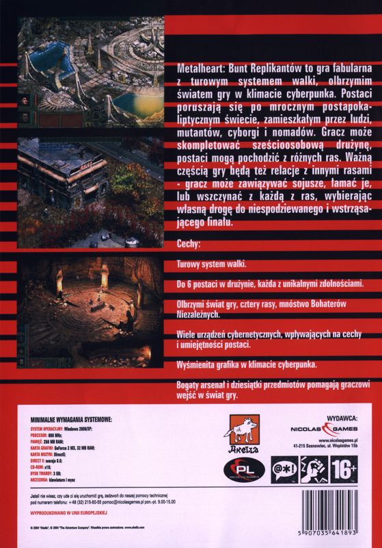 Back Cover for MetalHeart: Replicants Rampage (Windows) (Nicolas Action release)