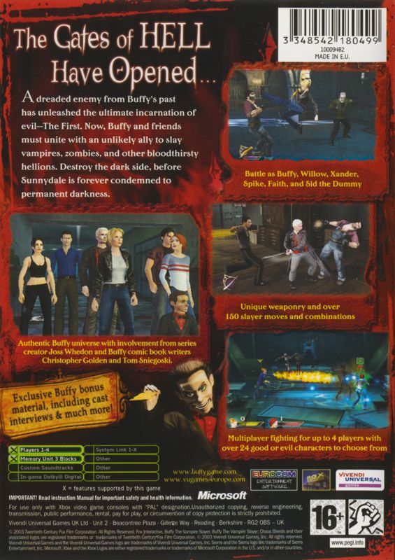 Back Cover for Buffy the Vampire Slayer: Chaos Bleeds (Xbox)