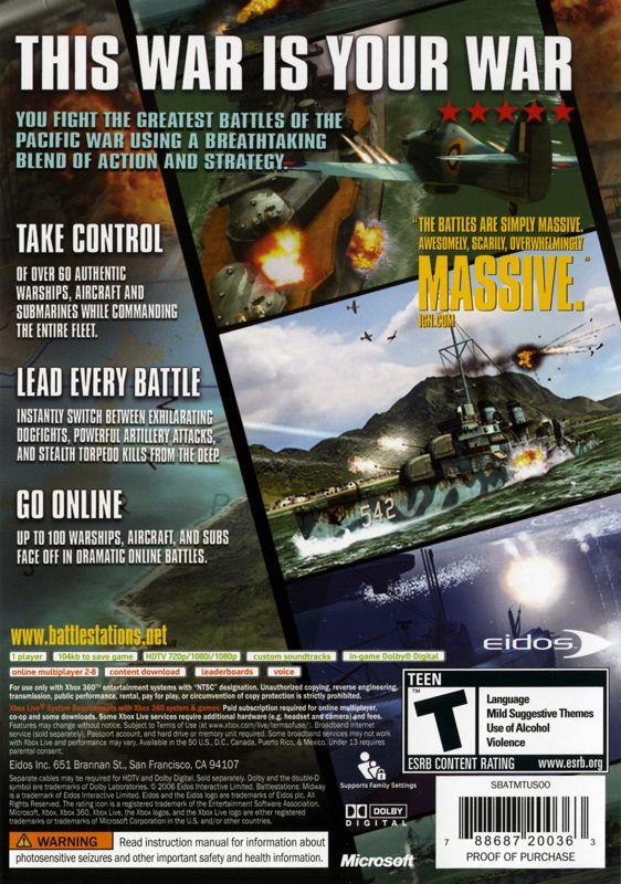 Back Cover for Battlestations: Midway (Xbox 360)