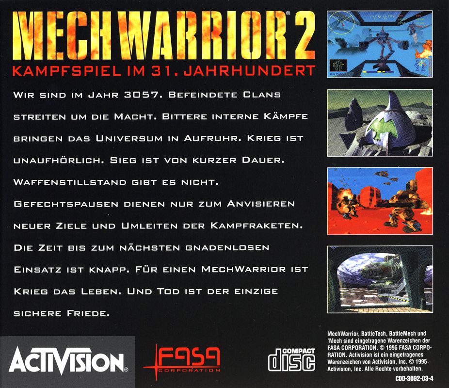 Other for MechWarrior 2: Limited Edition (DOS): MechWarrior 2 - Jewel Case - Back