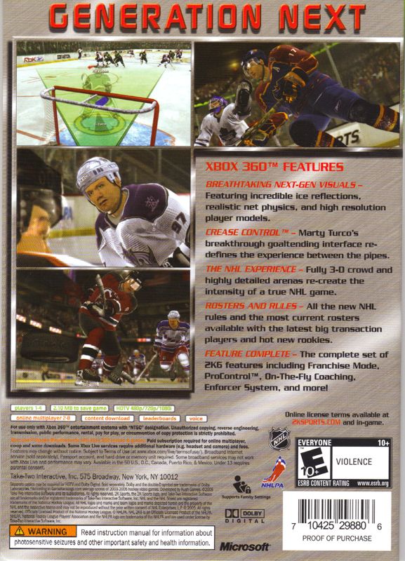 NHL 2K6 cover or packaging material - MobyGames