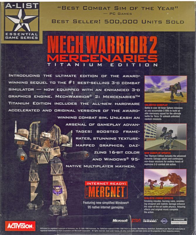 Back Cover for MechWarrior 2: Mercenaries (Titanium Edition) (Windows)