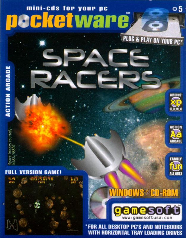 Front Cover for Rocky Racers (Windows) (2002 Selectsoft/Gamesoft Pocketware edition, business card-sized jewel case and CD-ROM, carrying alternate tile of "Space Racers")