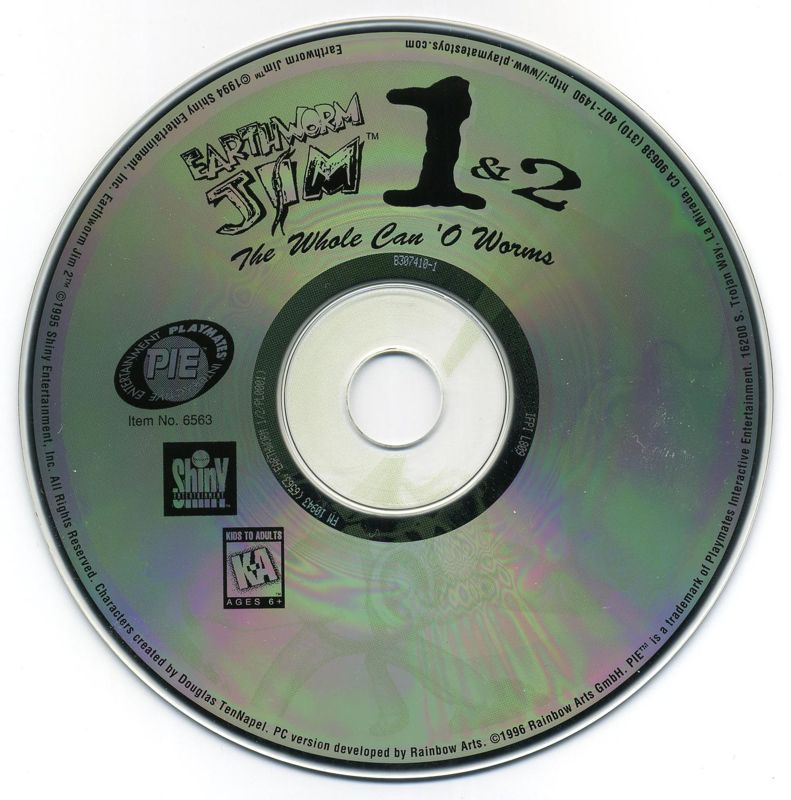Media for Earthworm Jim 1 & 2: The Whole Can 'O Worms (DOS): Disc 1/2
