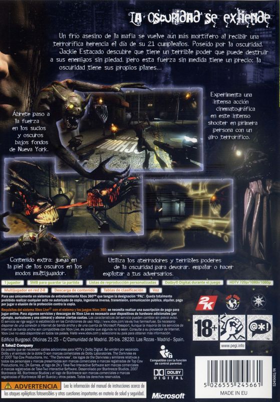 Back Cover for The Darkness (Xbox 360)