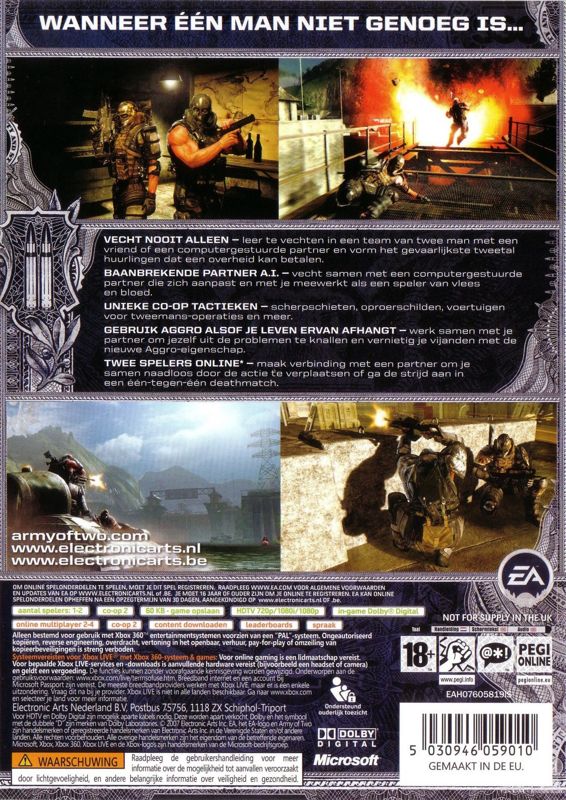 Back Cover for Army of Two (Xbox 360)