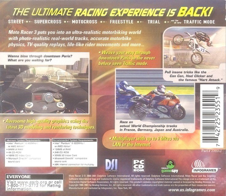 Back Cover for Moto Racer 3 (Windows)