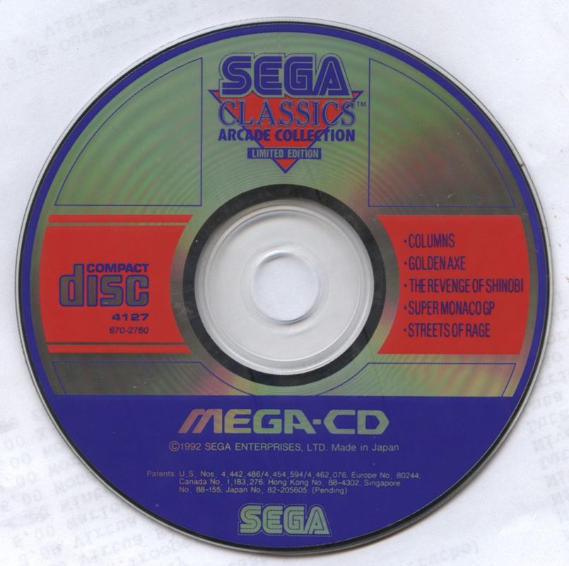 Media for Sega Classics Arcade Collection (Limited Edition) (SEGA CD)