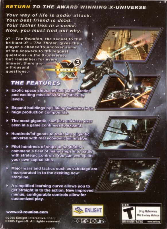 Back Cover for X³: Reunion (Windows)