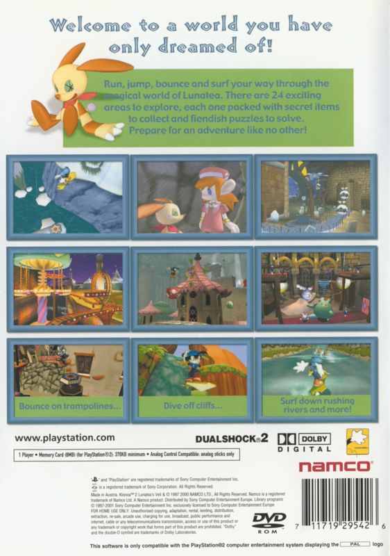 Back Cover for Klonoa 2: Lunatea's Veil (PlayStation 2)