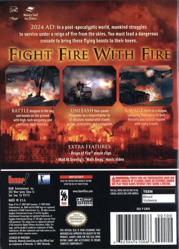 Back Cover for Reign of Fire (GameCube)