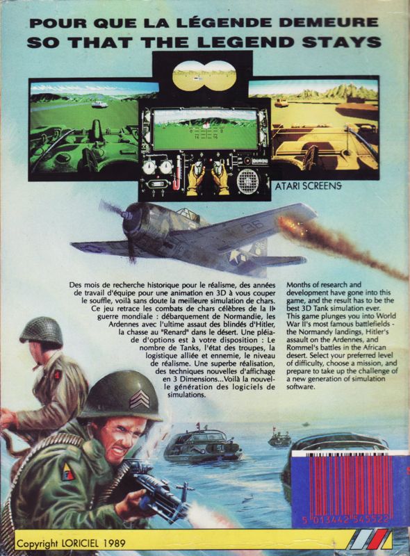 Back Cover for Sherman M4 (Atari ST)