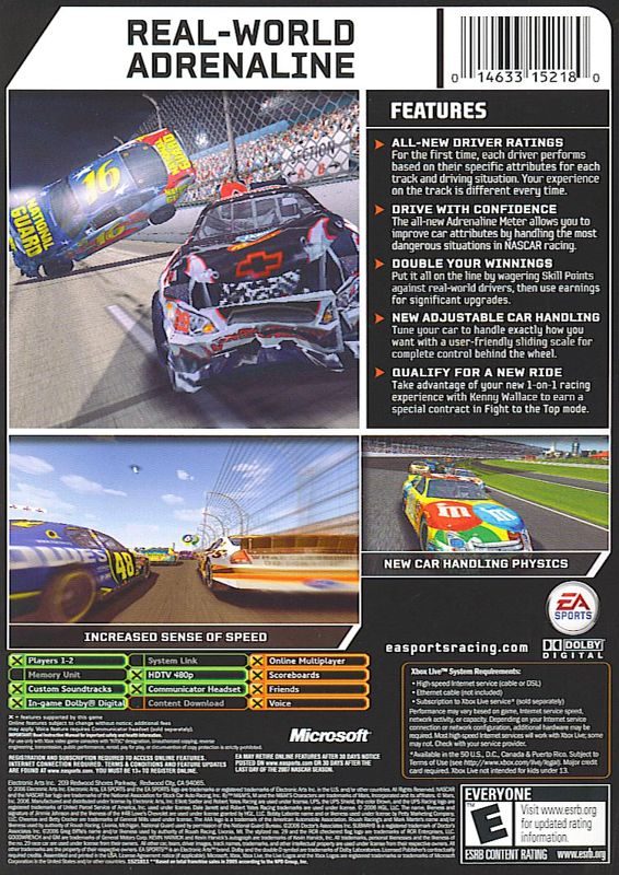 Back Cover for NASCAR 07 (Xbox)