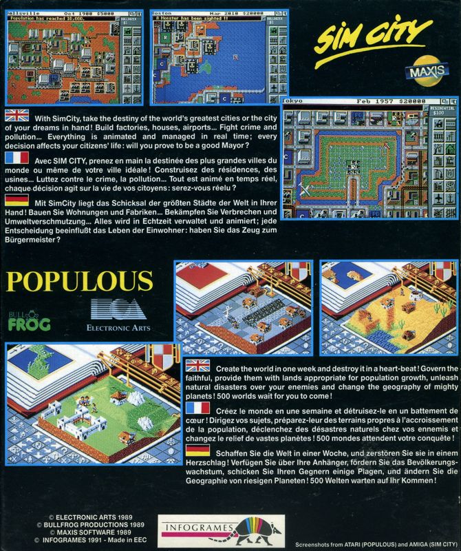 Back Cover for SimCity & Populous (DOS)