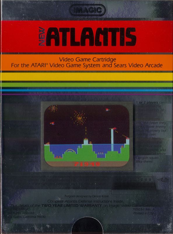 Back Cover for Atlantis (Atari 2600) (Day Scene label)