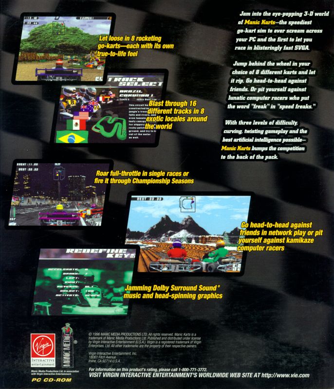Back Cover for Manic Karts (DOS)