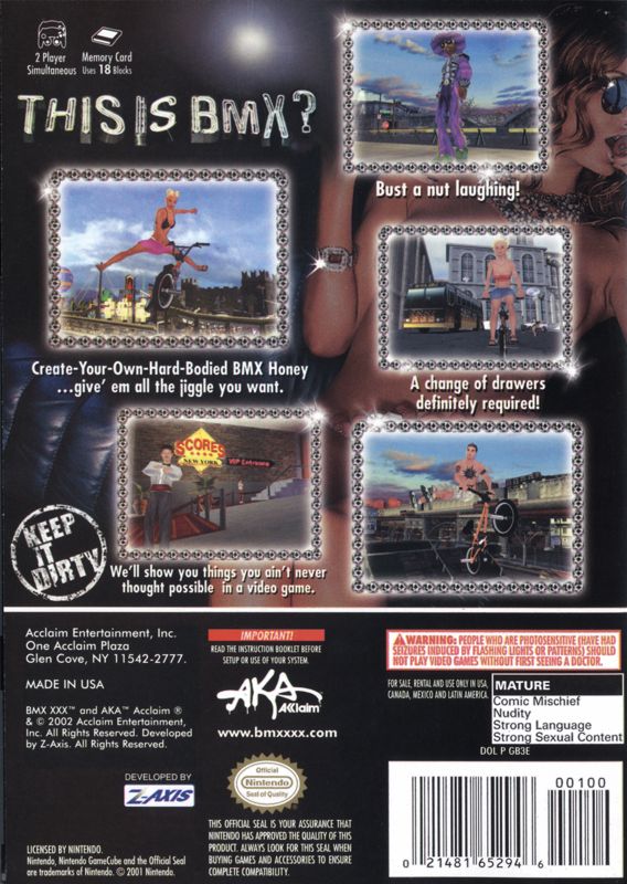 Back Cover for BMX XXX (GameCube)