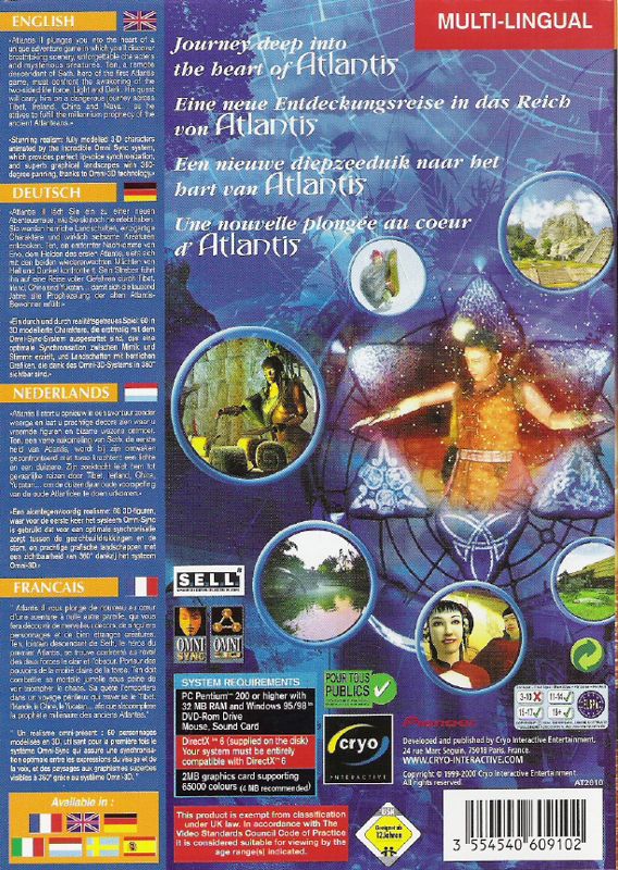 Back Cover for Beyond Atlantis (Windows) (European Multi-lingual DVD release)