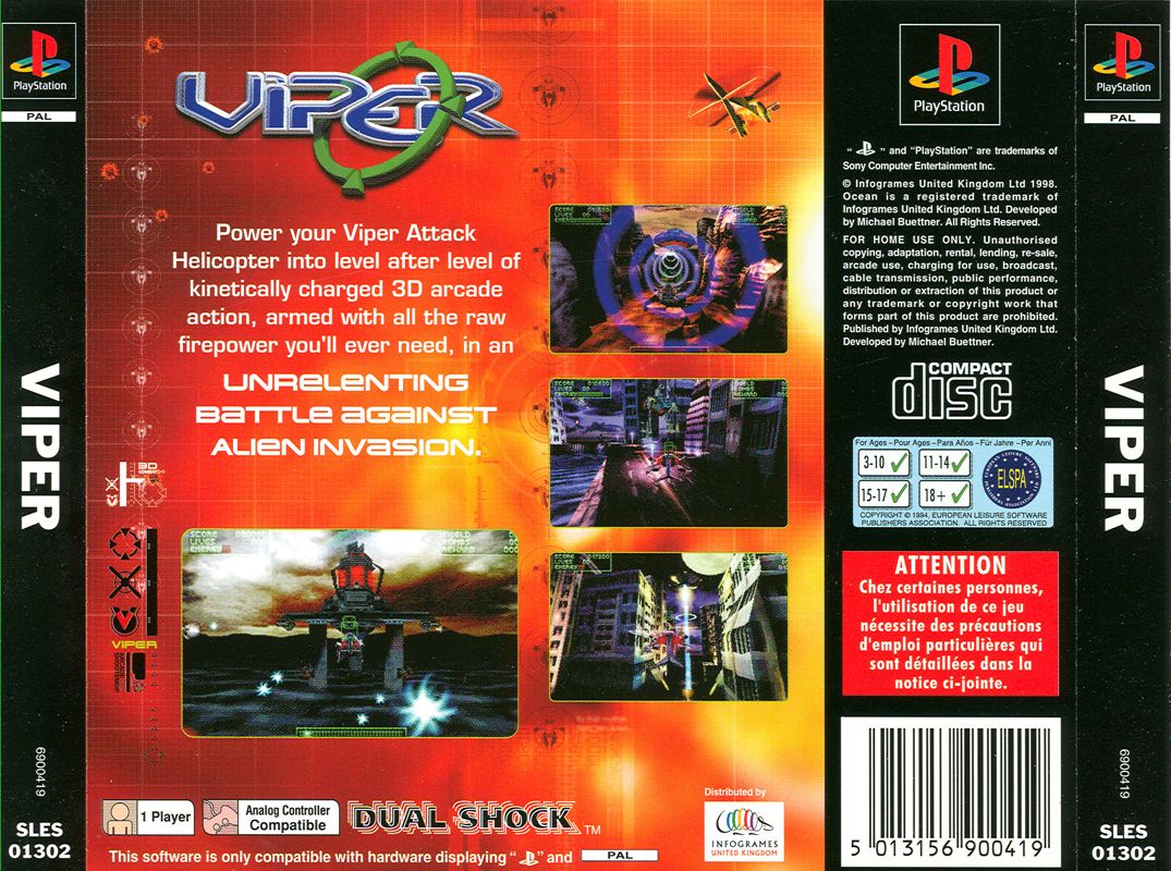 Back Cover for Viper (PlayStation)