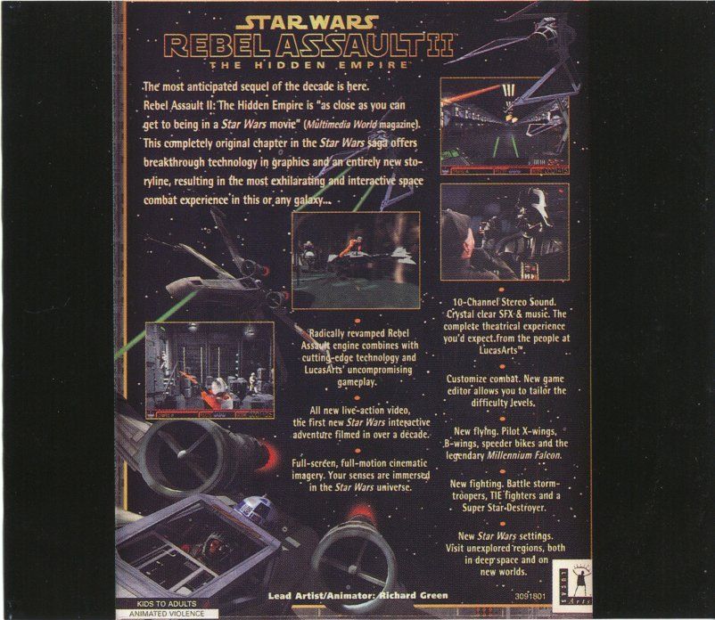 Other for Star Wars: Rebel Assault II - The Hidden Empire (DOS and Windows): Jewel Case - Back