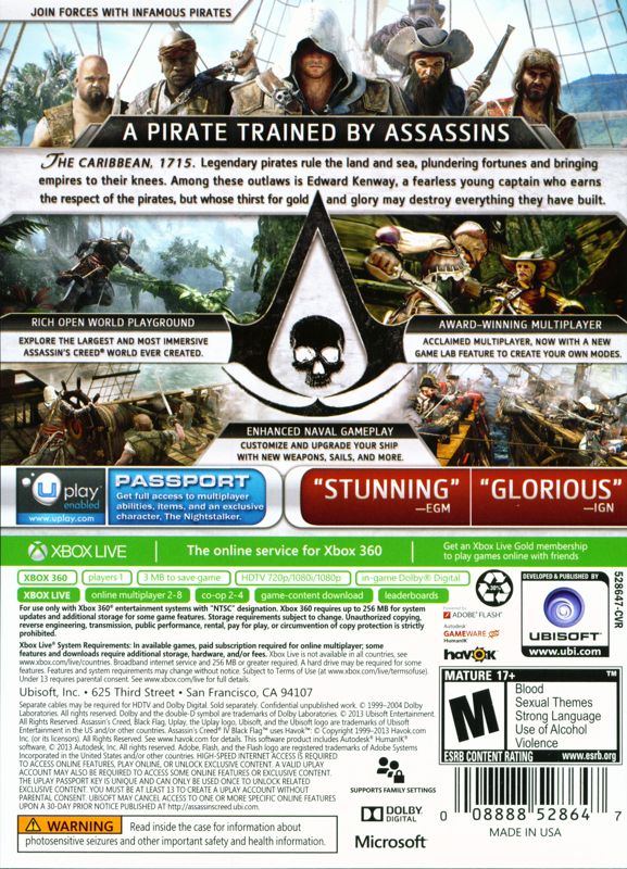 Back Cover for Assassin's Creed IV: Black Flag (Special Edition) (Xbox 360)