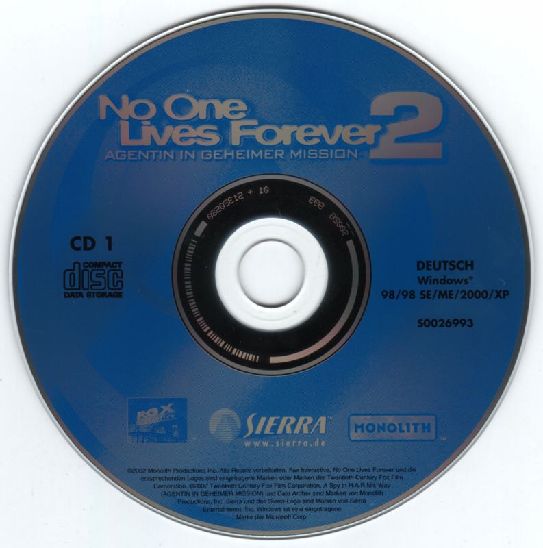 Media for No One Lives Forever 2: A Spy in H.A.R.M.'s Way (Windows): Disc 1