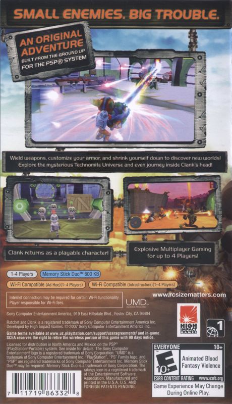 Back Cover for Ratchet & Clank: Size Matters (PSP)