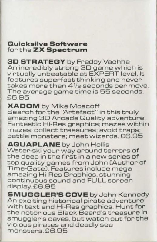 Inside Cover for Velnor's Lair (ZX Spectrum): Three