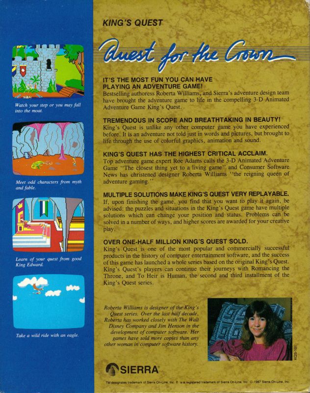 Back Cover for King's Quest (Amiga)