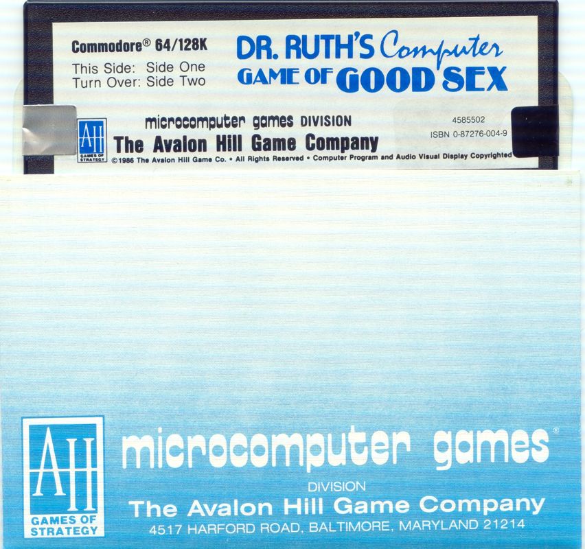 Media for Dr. Ruth's Computer Game of Good Sex (Commodore 64)