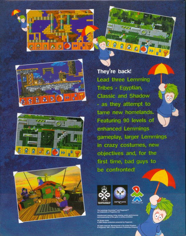 Back Cover for The Lemmings Chronicles (DOS)