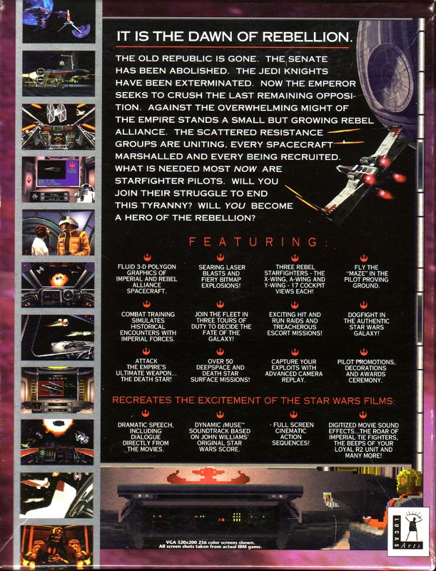 Back Cover for Star Wars: X-Wing (DOS)