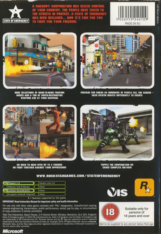 Back Cover for State of Emergency (Xbox)