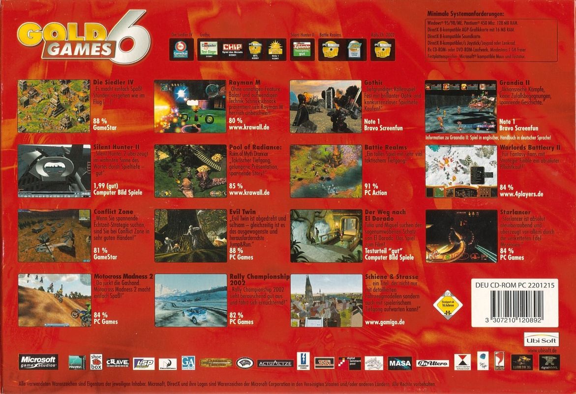 Back Cover for Gold Games 6 (Windows)