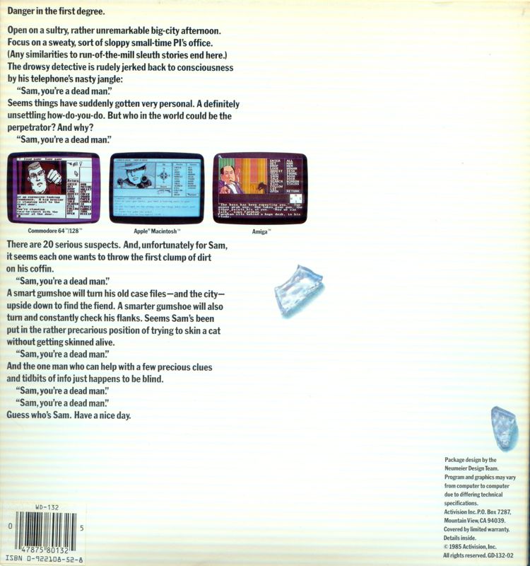 Back Cover for Borrowed Time (Amiga)
