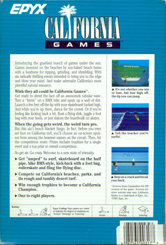 Back Cover for California Games (Amiga)