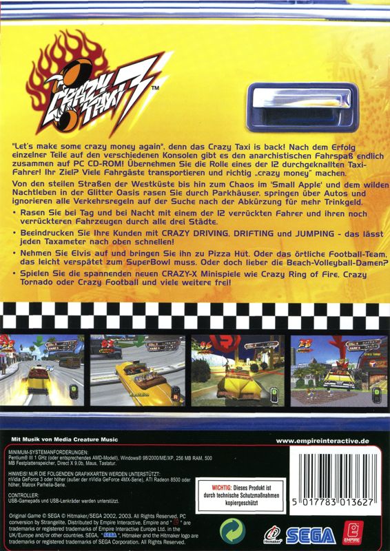 Back Cover for Crazy Taxi 3: High Roller (Windows)