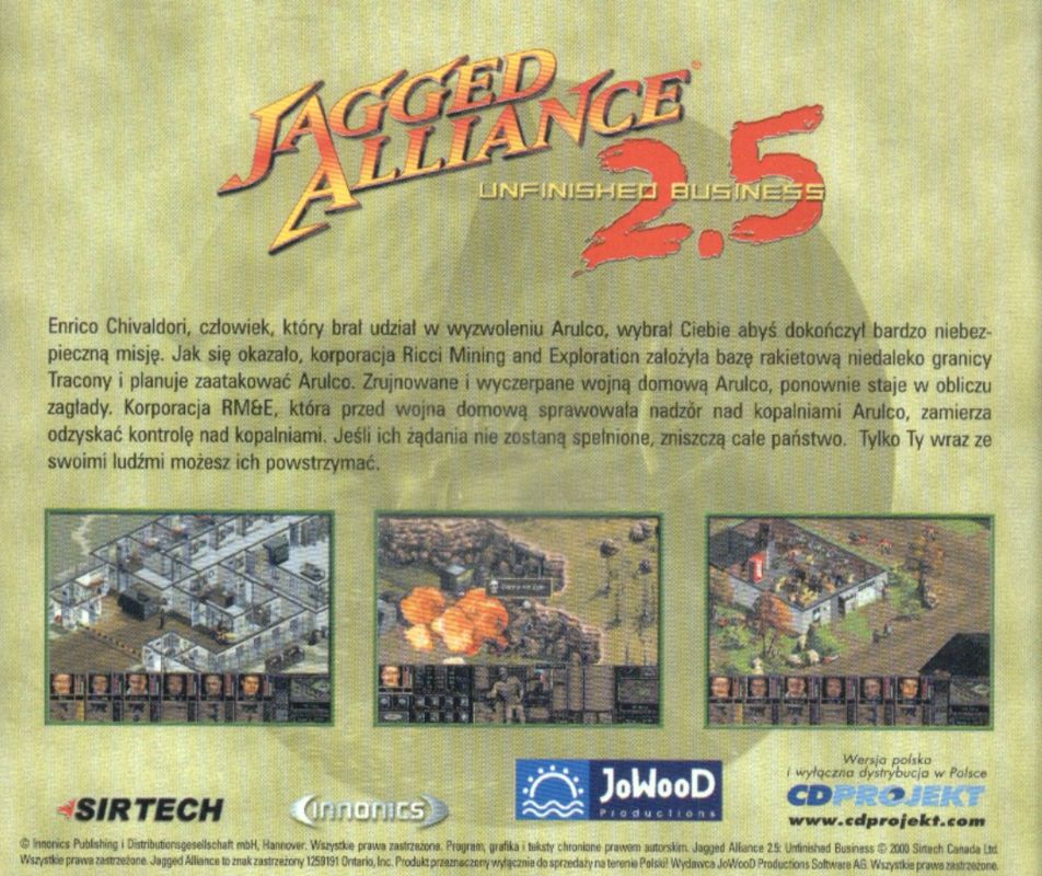 Other for Jagged Alliance 2: Unfinished Business (Windows): Jewel Case Disc 1 - Back Cover