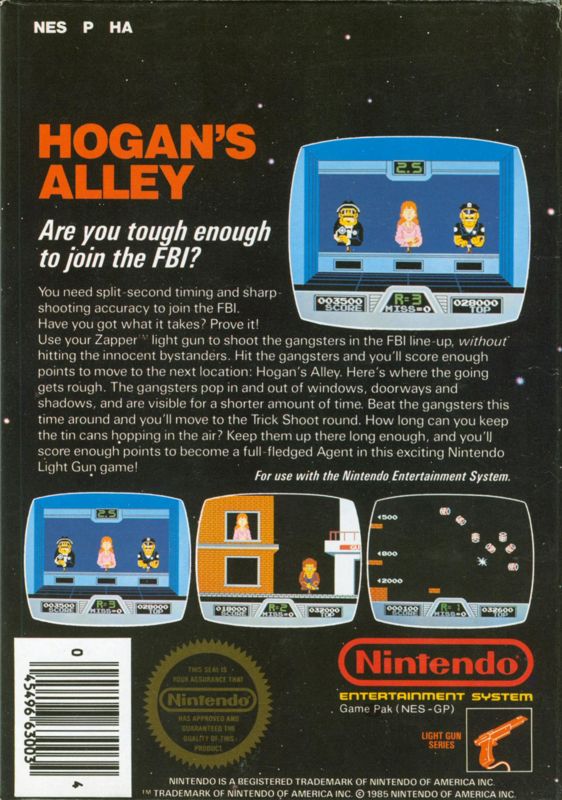 Back Cover for Hogan's Alley (NES)