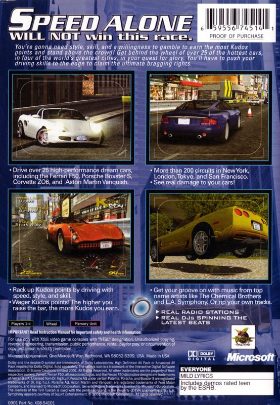 Back Cover for Project Gotham Racing (Xbox)