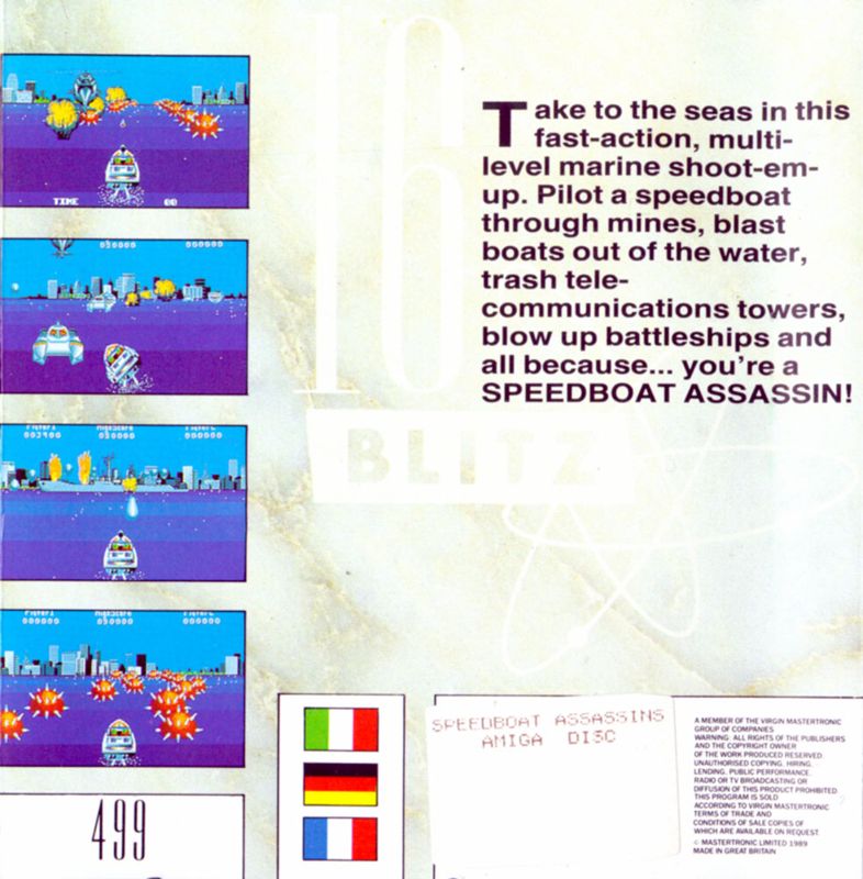 Back Cover for Speedboat Assassins (Amiga) (16 Blitz (Budget release))