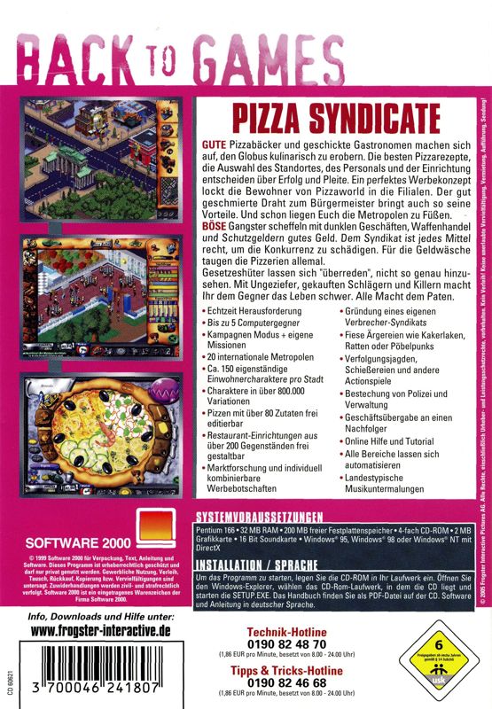 Back Cover for Fast Food Tycoon (Windows) (Back to Games release)