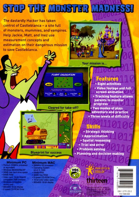 Back Cover for Cyberchase: Castleblanca Quest (Macintosh and Windows)