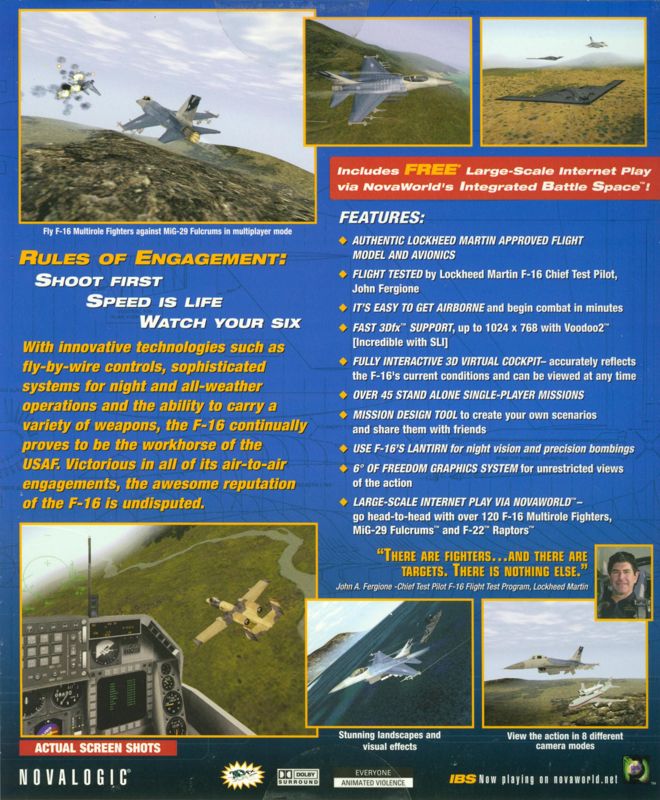 Back Cover for F-16 Multirole Fighter (Windows)